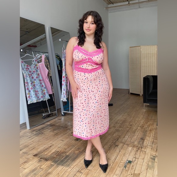 NWT Betsey Johnson Satin Printed Slip Dress Olivia Rodrigo Sour Prom Dress - Picture 11 of 11